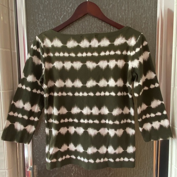 Jones New York Signature Small Tee olive/white 3/4 sleeve 100% cotton like new - Picture 7 of 7